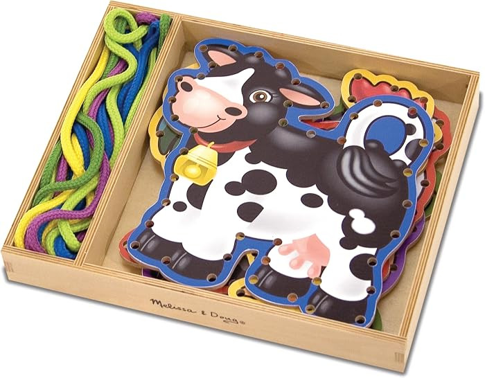 Melissa & Doug Lace and Trace Activity Set: 5 Wooden Panels and 5 Matching Laces - Farm | Amazon (US)