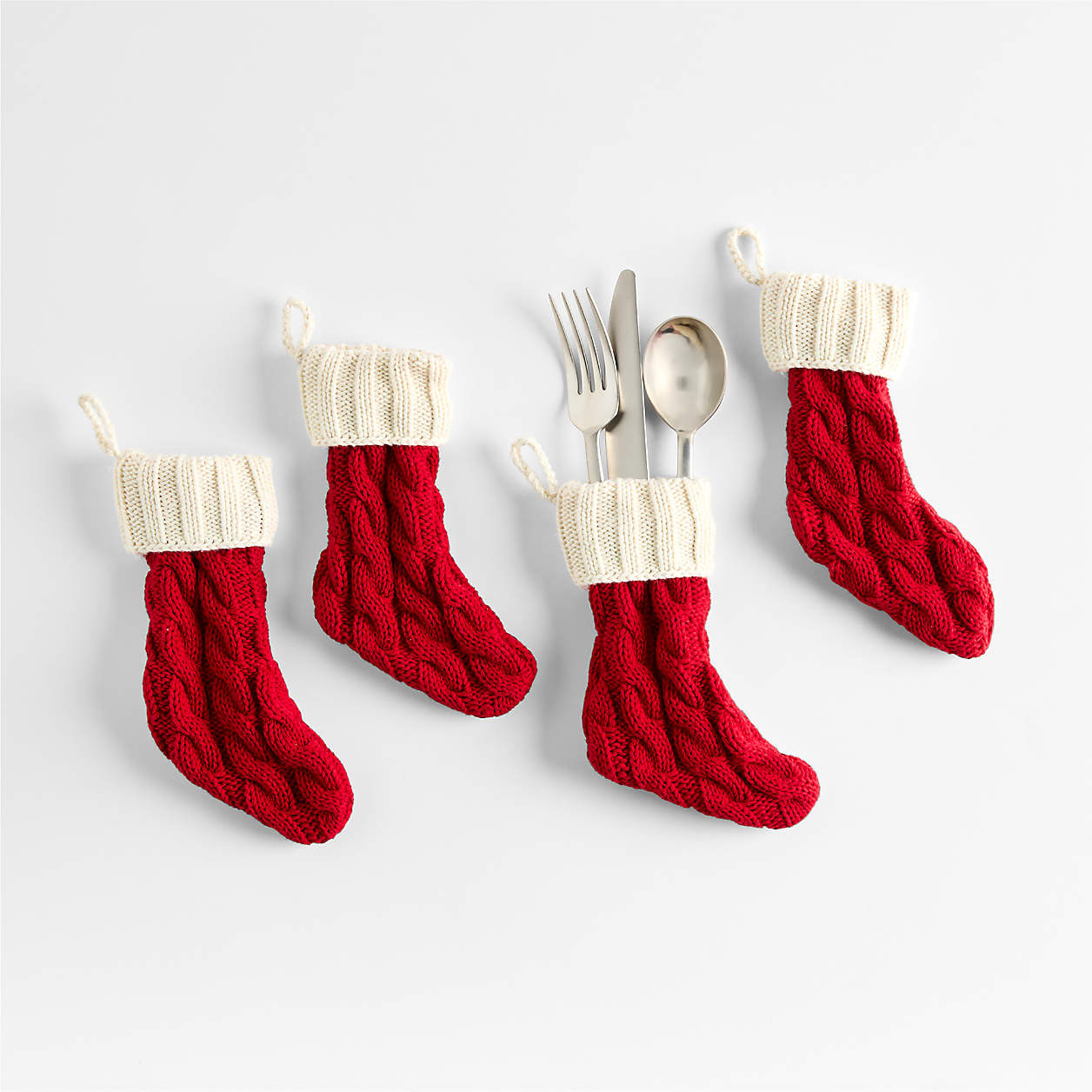 Christmas Stocking Silverware Holders, Set of 4 + Reviews | Crate & Barrel | Crate & Barrel