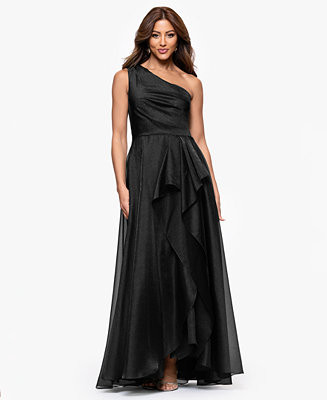 Women's Metallic Draped One-Shoulder Gown | Macy's