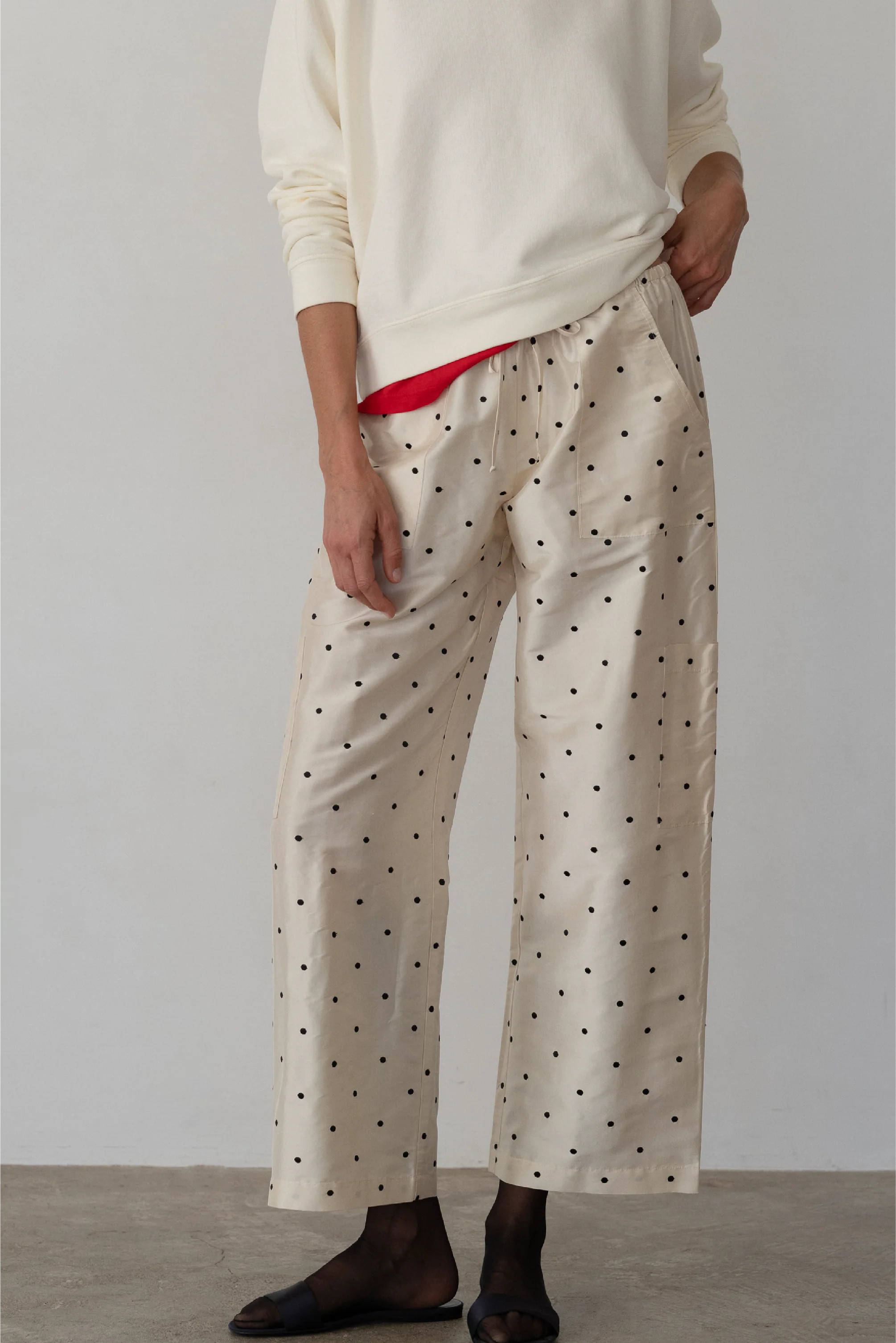 The Taffeta Polka Drawstring Cargo Pant | DONNI.