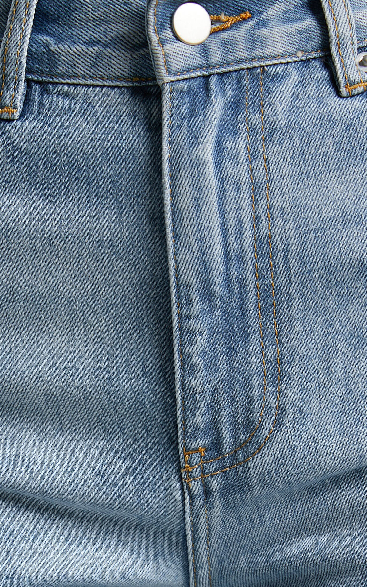 Miho Jeans - High Waisted Recycled Cotton Distressed Wide Leg Denim Jeans in Mid Blue Wash | Showpo (US, UK & Europe)