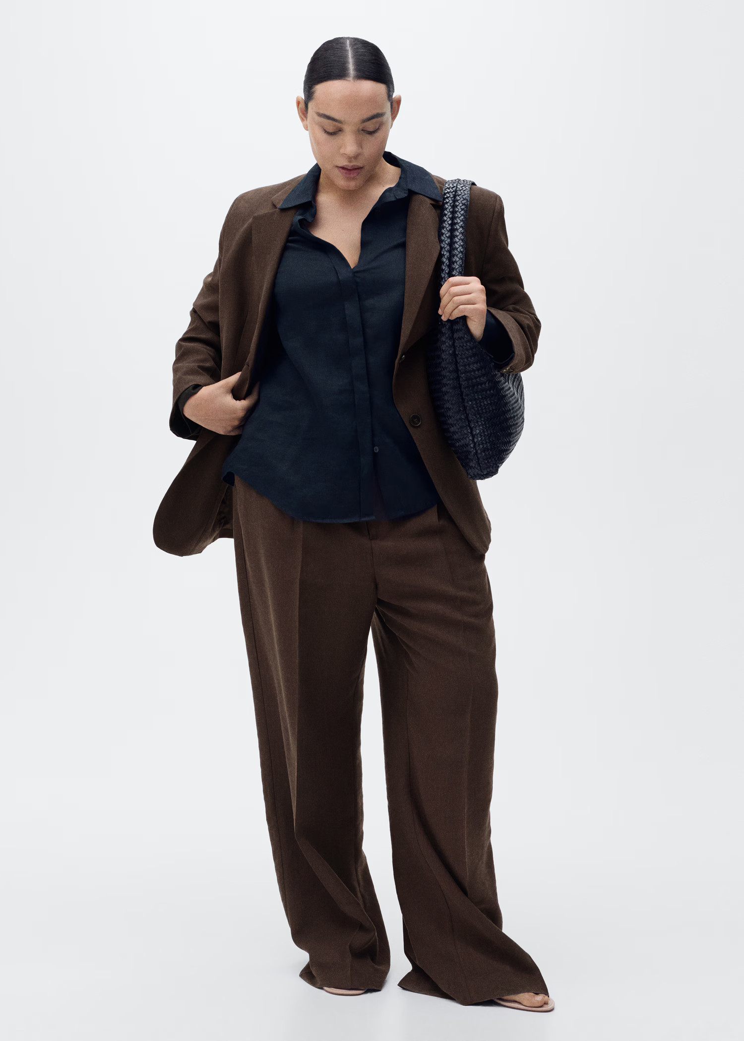 Straight pants suit lyocell - Women | MANGO USA | Mango (US/MX/AU)
