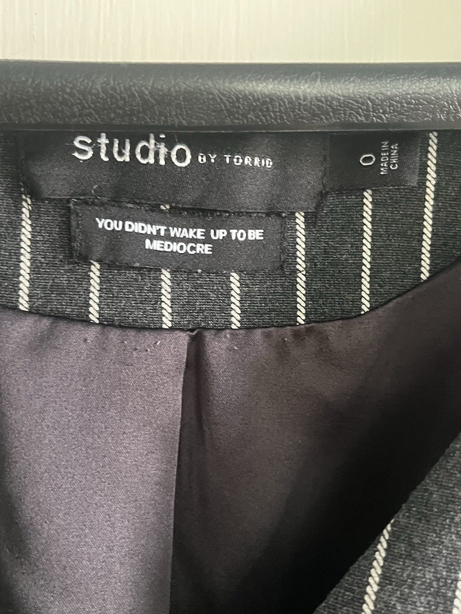 Studio by Torrid Jacket Women's Size 0 Gray White Striped Vest Button Up | eBay US