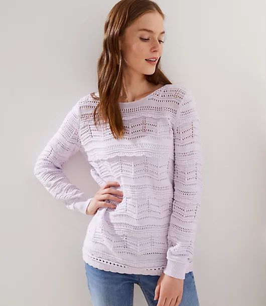LOFT Pointelle Ruffle Sweater | LOFT