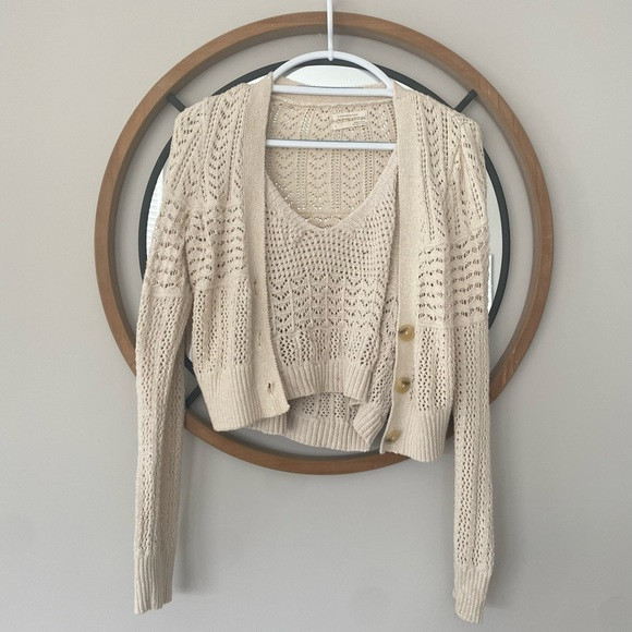 Anthropologie Tan Sweater and Tank Crochet Set | Poshmark