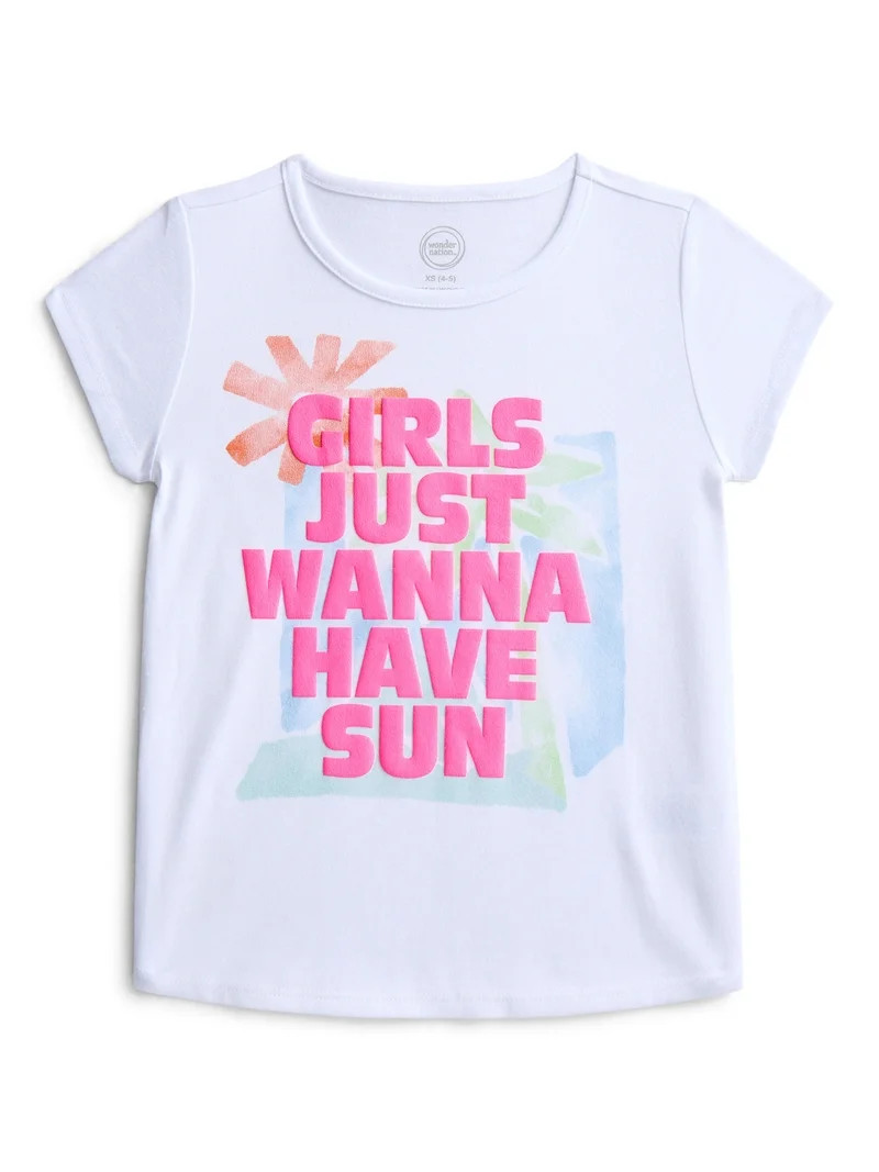 Wonder Nation Girls Embellished Graphic T-Shirt, Sizes 4-18 & Plus | Walmart (US)