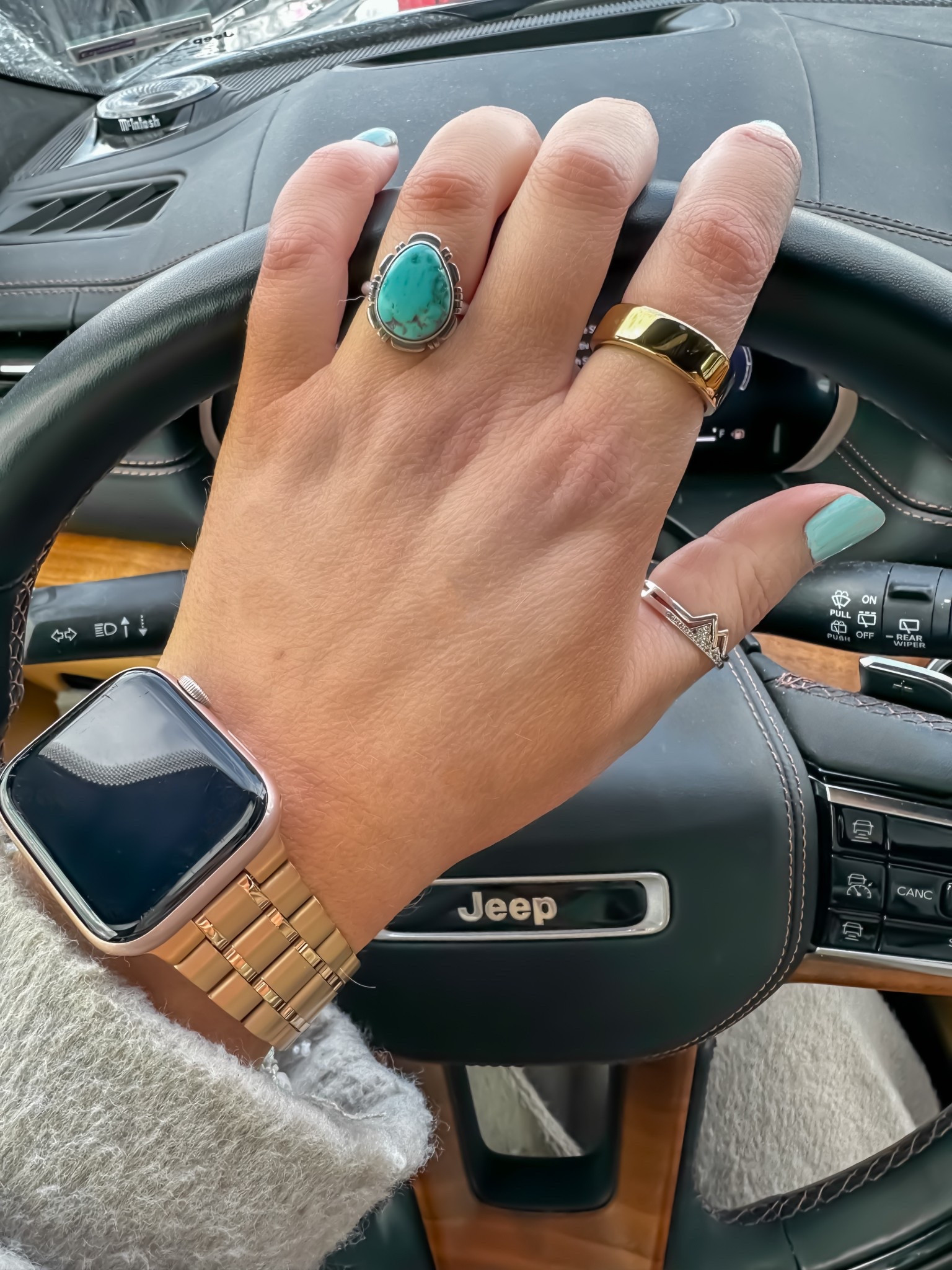 Turquoise ring is Navajo, linked similar (authentic) watch is rose gold, looks gold but not as yellow 

#LTKFindsUnder100