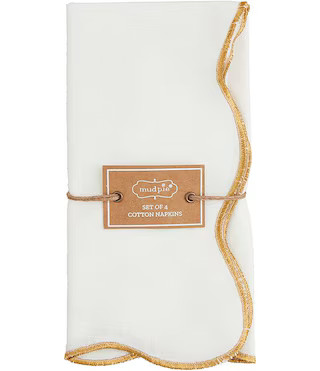 Mud Pie Silverbells Gold Scalloped Napkins, Set of 4 | Dillard's | Dillard's
