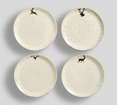 Rustic Reindeer Terra Cotta Dinner Plates - Set of 4 | Pottery Barn (US)