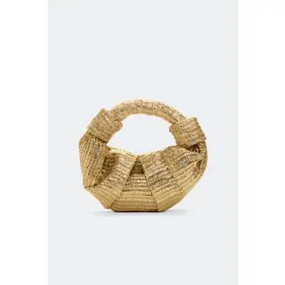 SIMONMILLER Metallic Raffia Lopsy Bag in Gold/natural at Nordstrom | Nordstrom
