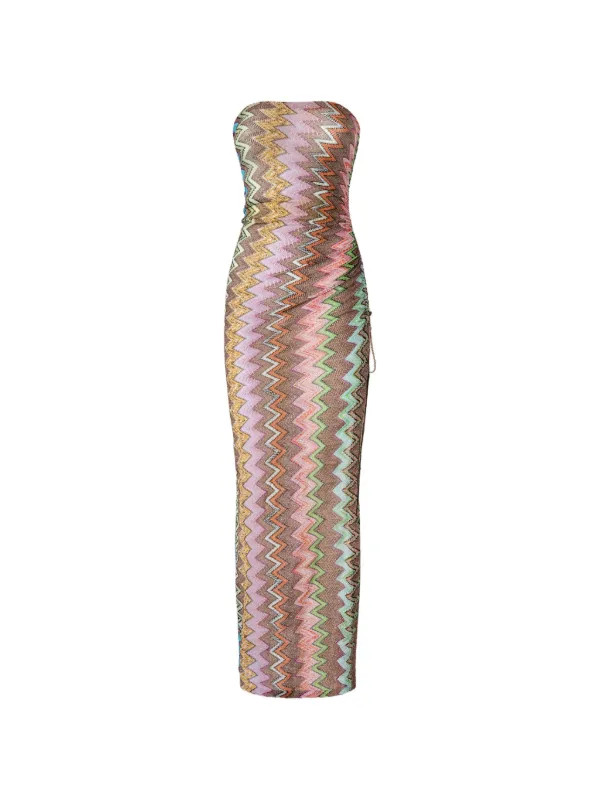 long cover-up in lam\u00e9 viscose with macro zigzag pattern | Farfetch Global