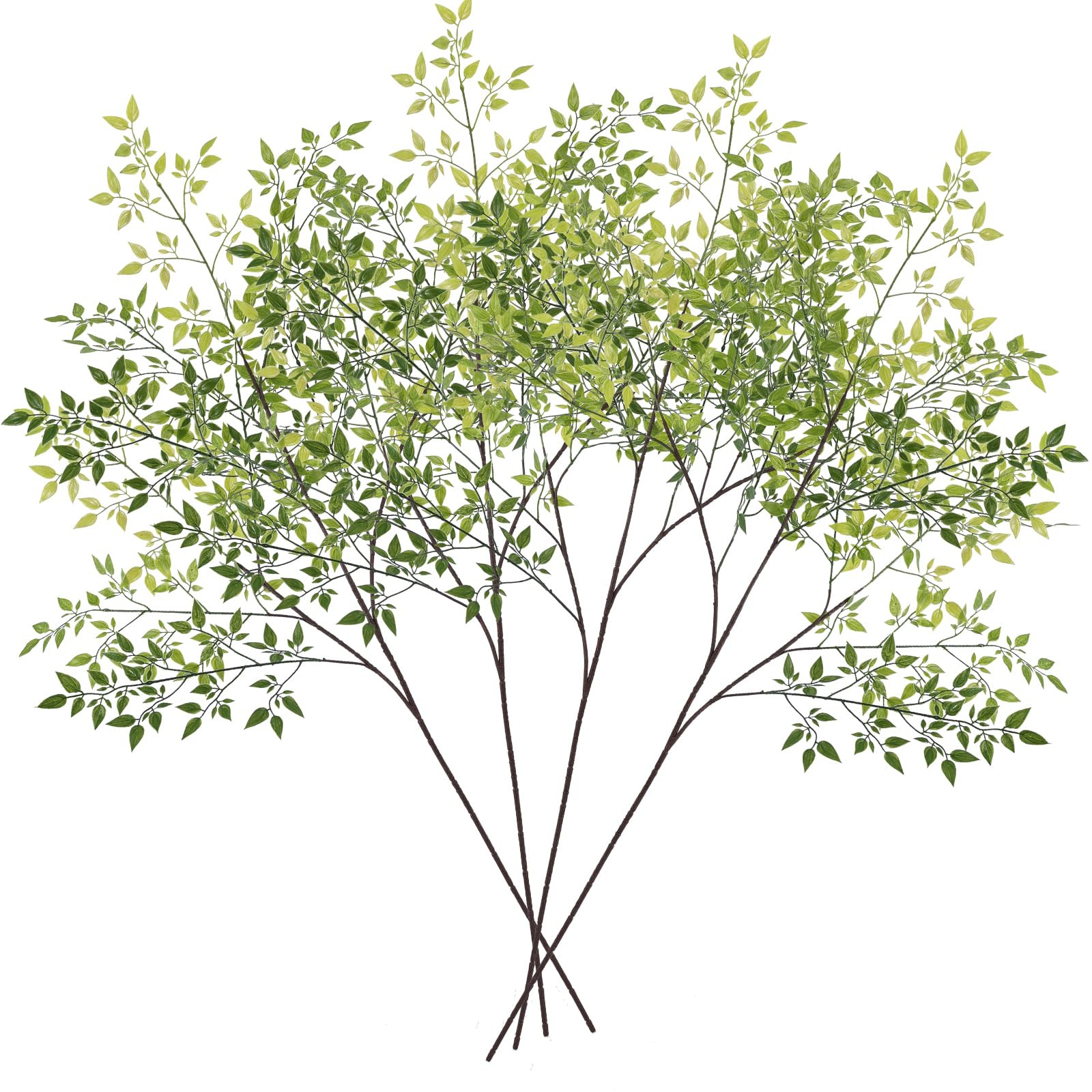 4 Pcs Artificial Nandina Branches, 43.3 inches Long Stem Green Faux Plants Plastic Greens for Vas... | Amazon (US)