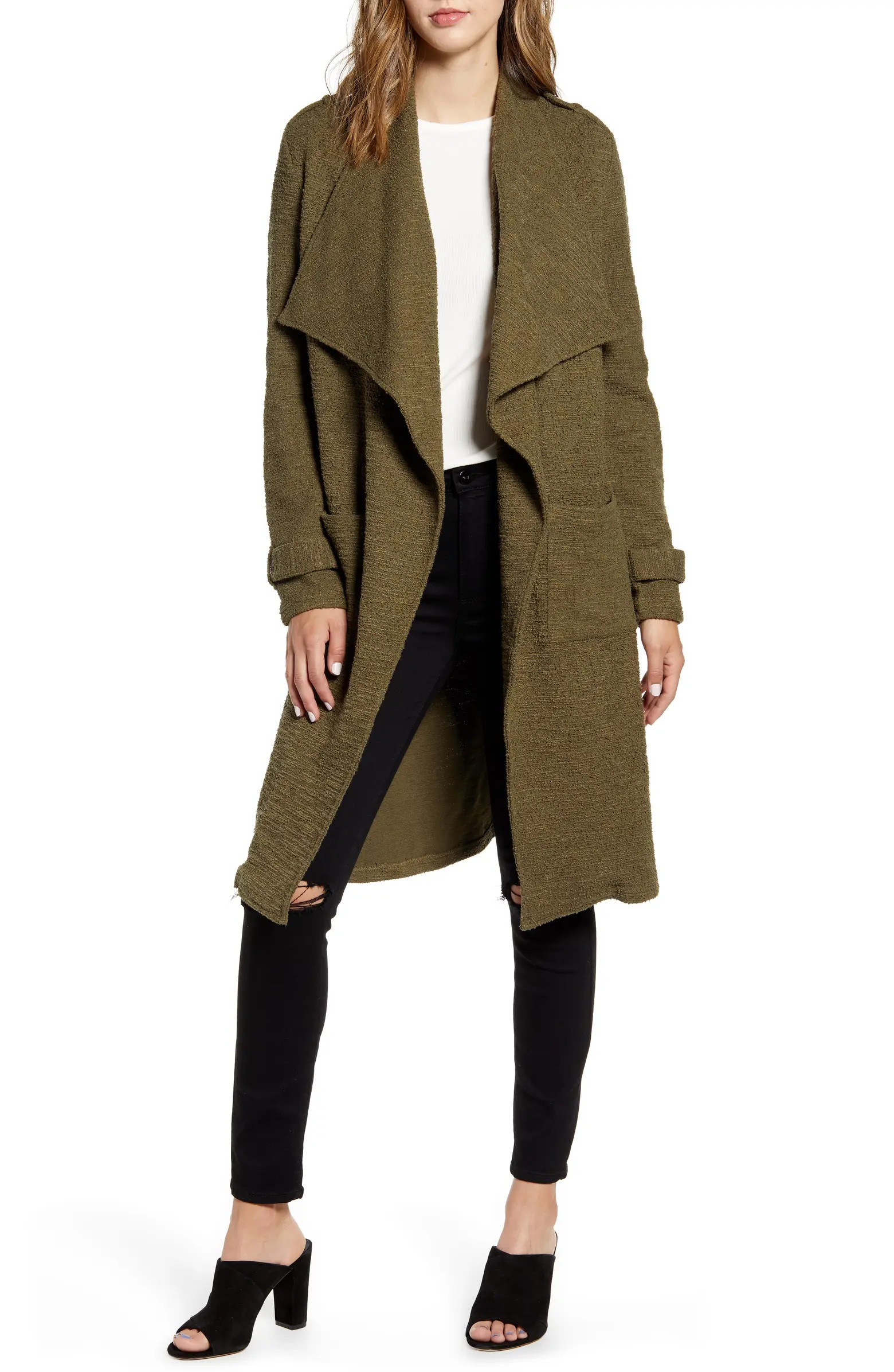Revolution Drapey Bouclé Trench Coat | Nordstrom