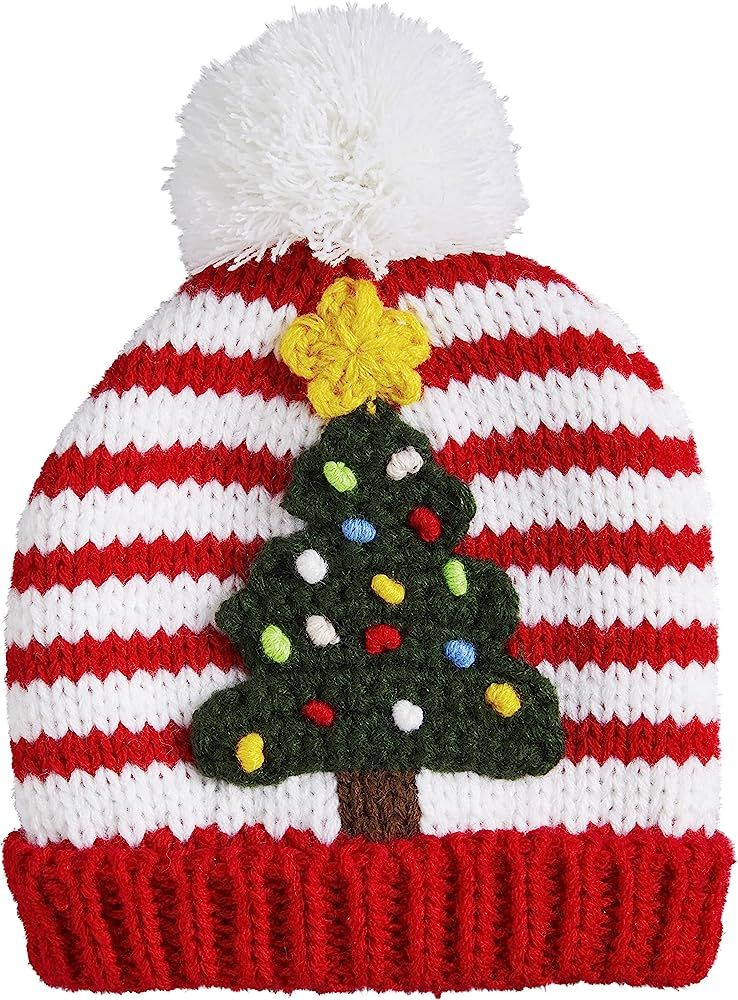 Mud Pie Baby Infant Pom Christmas Tree Knit Hat, 6-18 Months, Black | Amazon (US)