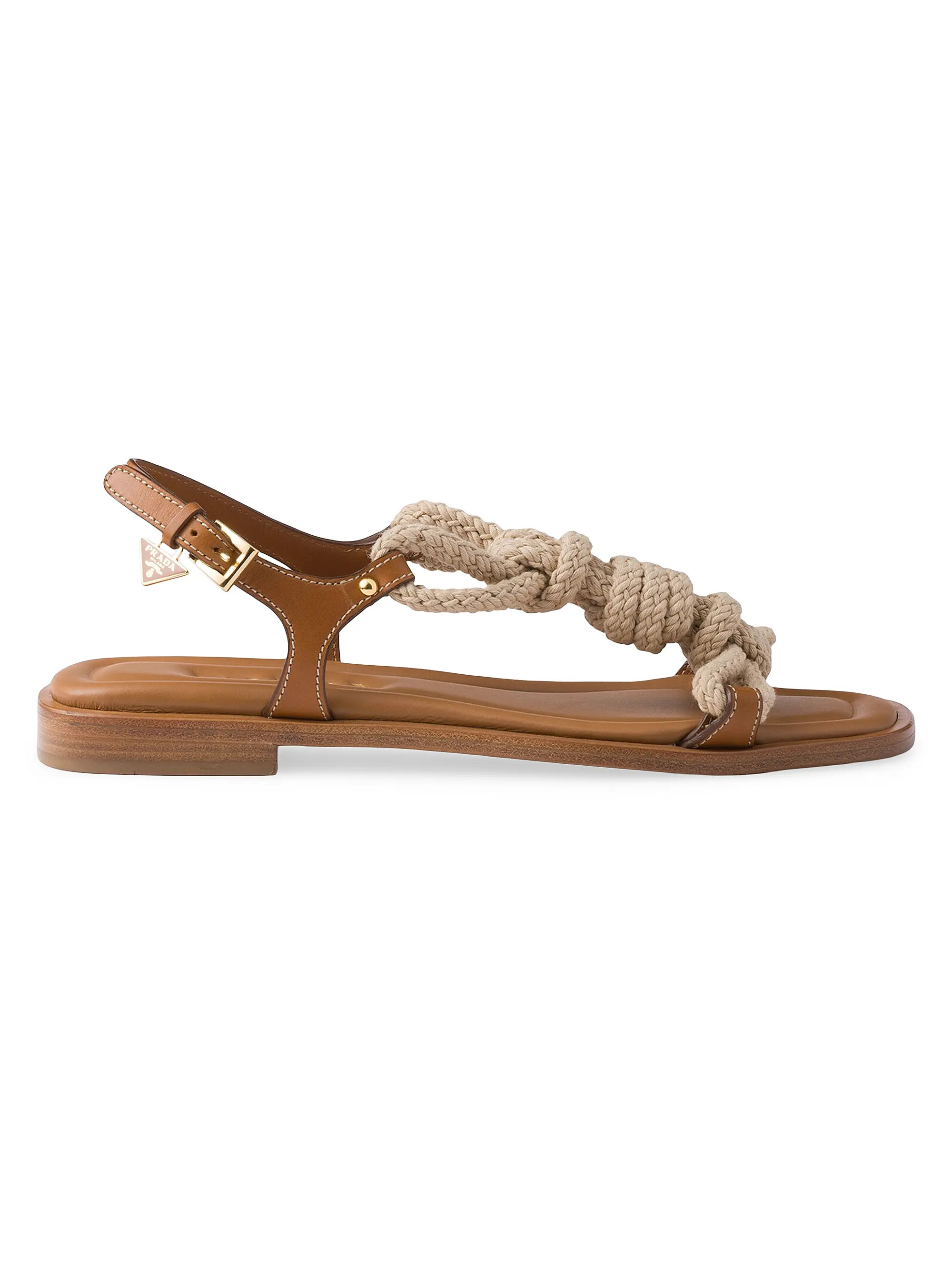 Flat Leather and Cord Sandals | Saks Fifth Avenue