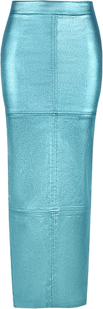 Long Skirts for Women Trendy High Waisted A Line Business Casual Leather Maxi Skirt with Slit Dre... | Amazon (US)