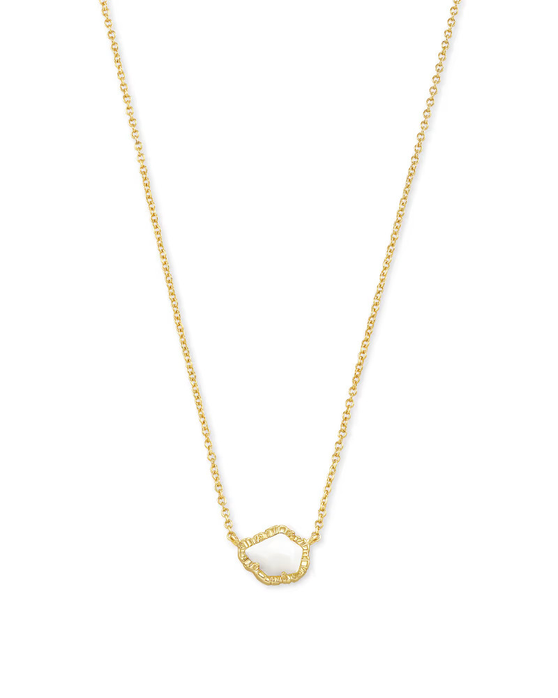 Tessa Gold Small Pendant Necklace in White Mussel | Kendra Scott