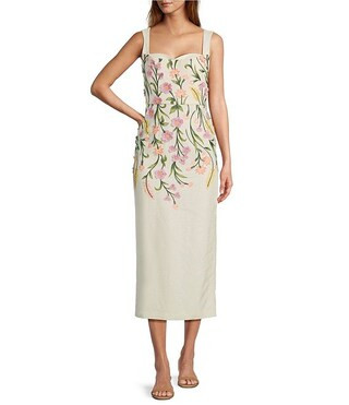 Antonio Melani Halo Floral Embroidered Sleeveless Midi Dress | Dillard's | Dillard's