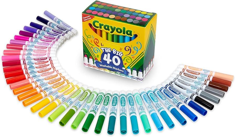 Crayola Ultra Clean Washable Markers (40 Count), Coloring Markers for Kids, Art Supplies, Marker ... | Amazon (US)