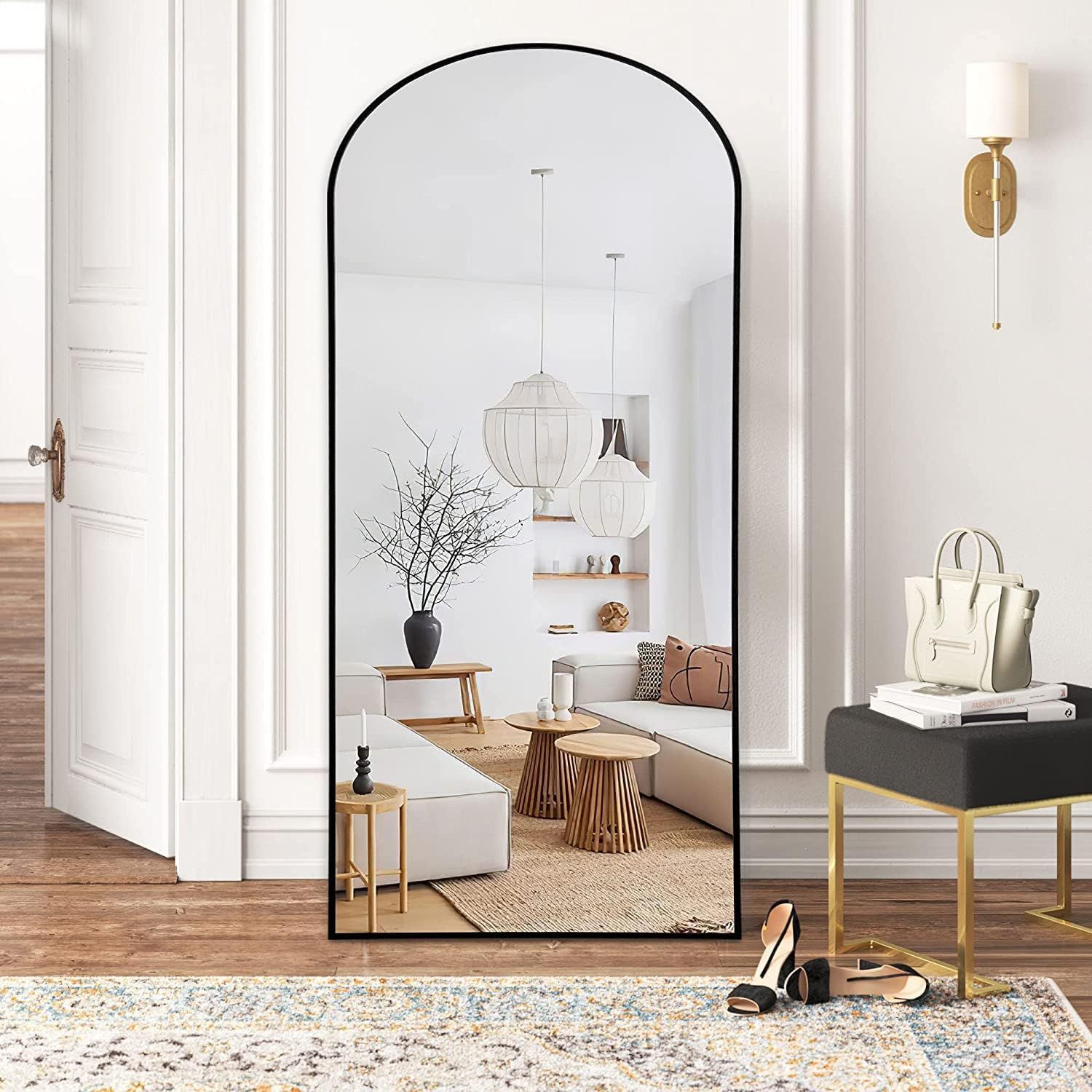 HARRITPURE 65"x22" Arched Full Length Mirror Free Standing Leaning Mirror Hanging Mounted Mirror Alu | Amazon (US)
