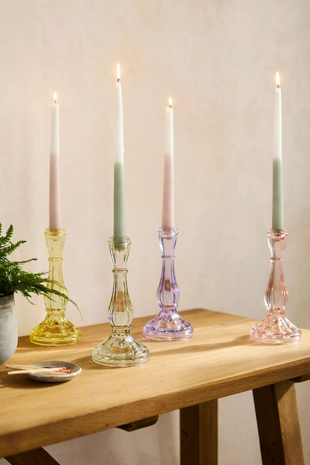 Tinted Glass Candlestick, Tall | Anthropologie (US)