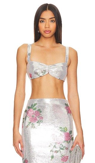 Pia Sequin Micro Top in Silver Floral | Revolve Clothing (Global)