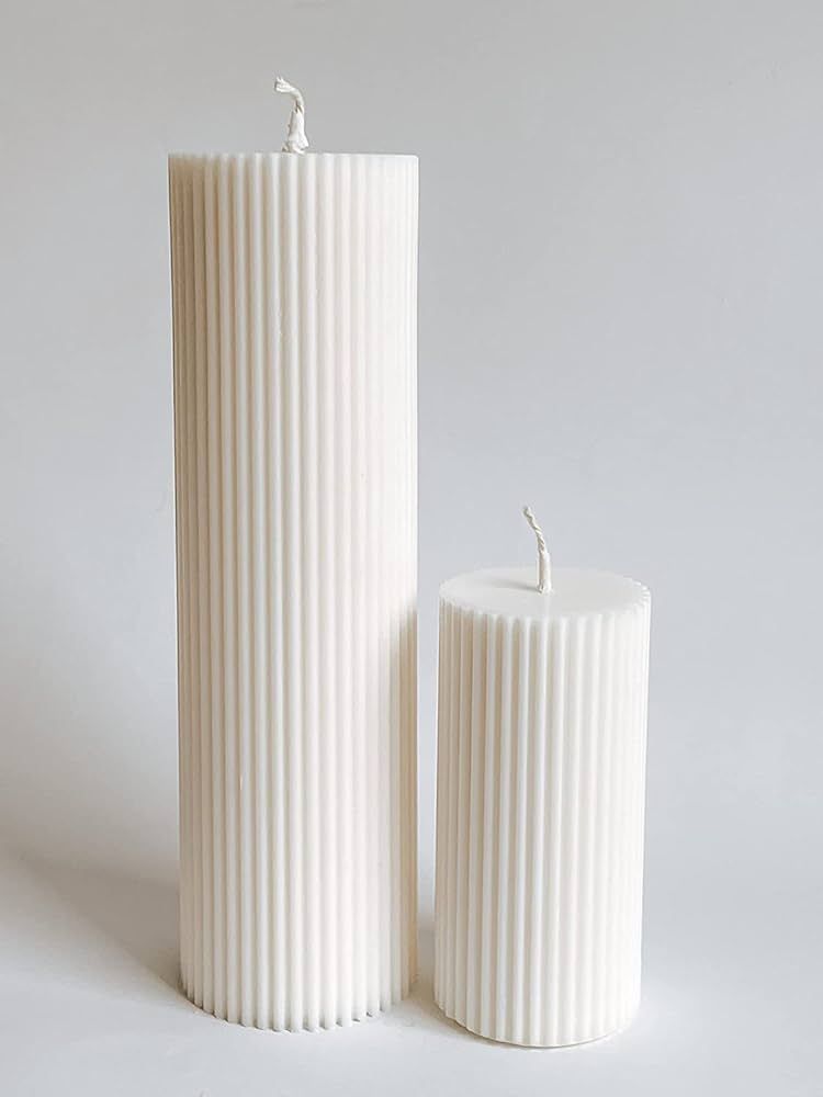 2 Pack Ribbed Pillar Soy Wax Scented Candle for Home Decoration Birthday Valentine's Day Wedding ... | Amazon (US)