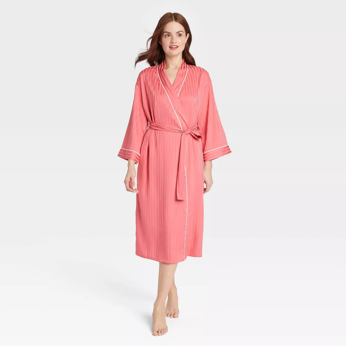 Women's Luxury Collection Shadow Striped Long Satin Robe - Auden™ | Target