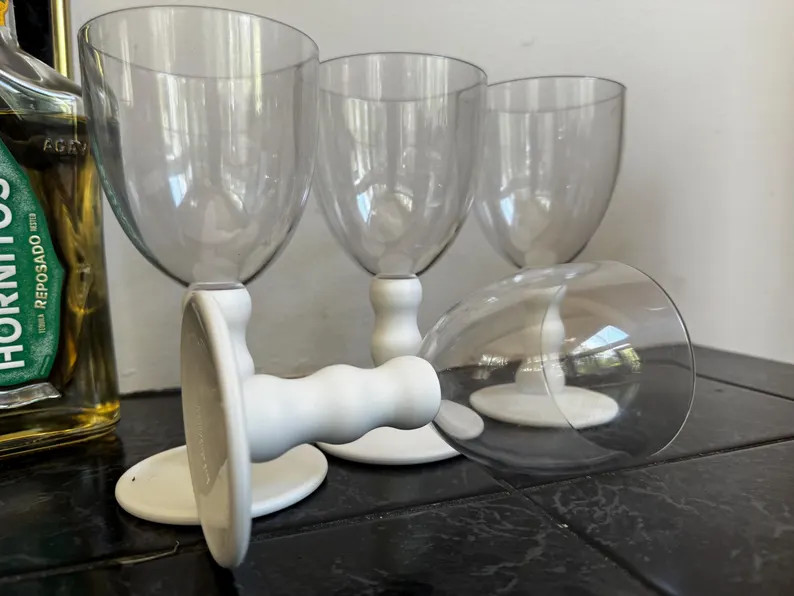 Vintage Bodum Wine Glasses – Set of 4 – White Stem Modern Goblets Made in Portugal - Etsy | Etsy (US)