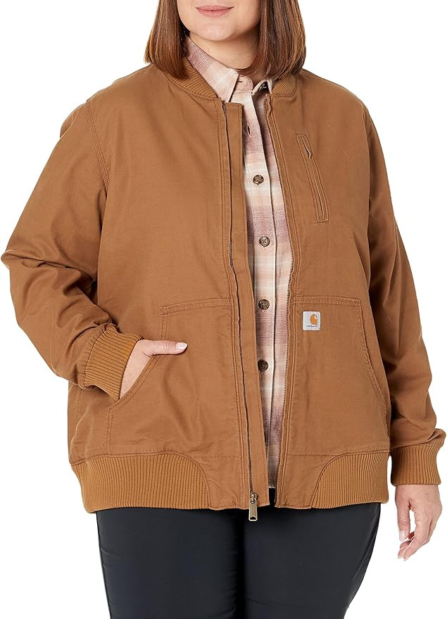 Amazon.com: Carhartt womens Carhartt Women's Crawford Bomber Jacket Outerwear, Carhartt Brown, Me... | Amazon (US)