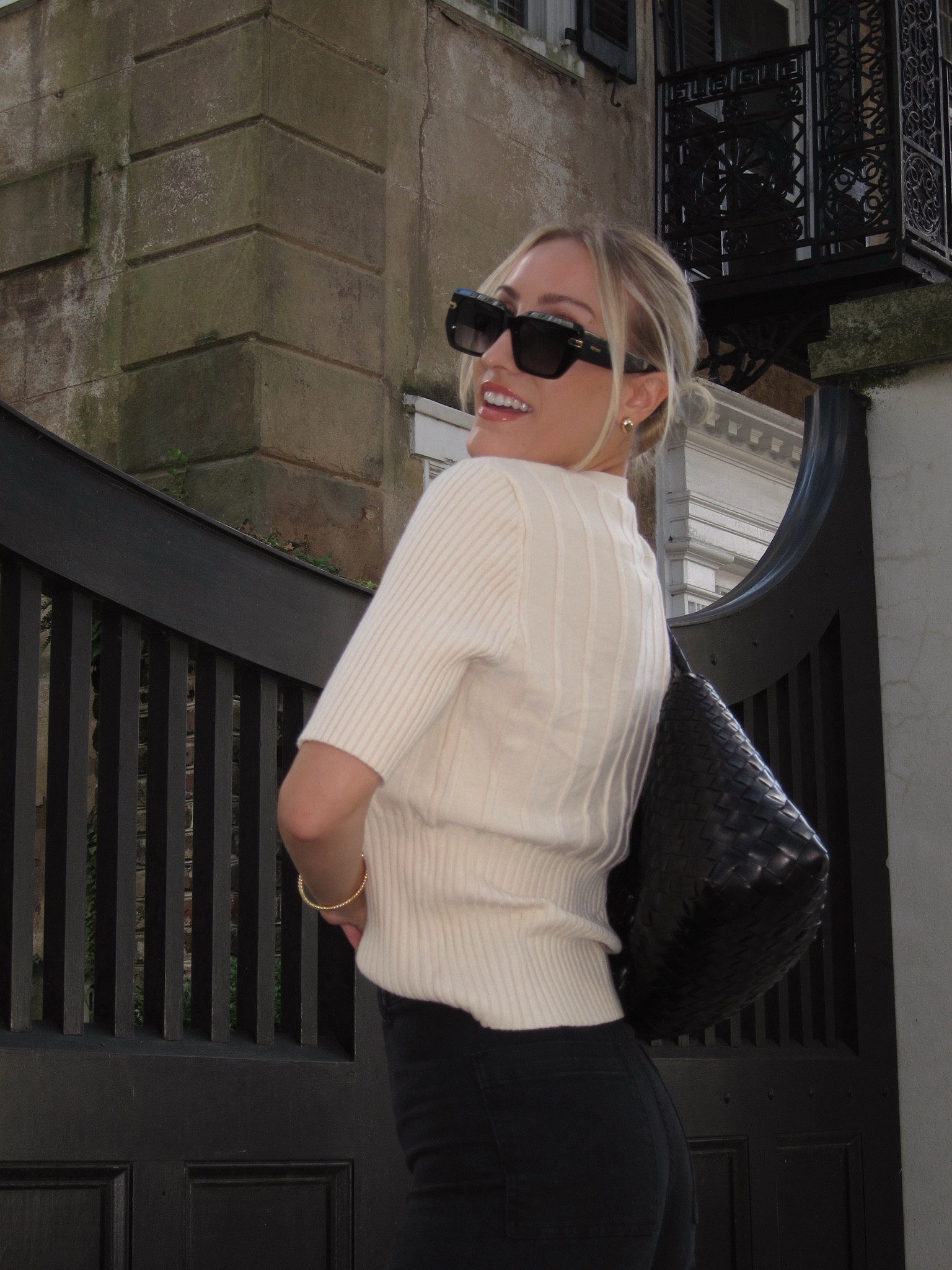 Autumn Attire | Black Juliet Feroce Sunglasses | Gold David Yurman Brcaelet | Black Dragon Diffusion Bag | Woven leather bag | YSL Candy Glaze lipstick | the perfect nude lipstick | Tower 28 lip balm 

#LTKStyleTip #LTKSeasonal #LTKBeauty