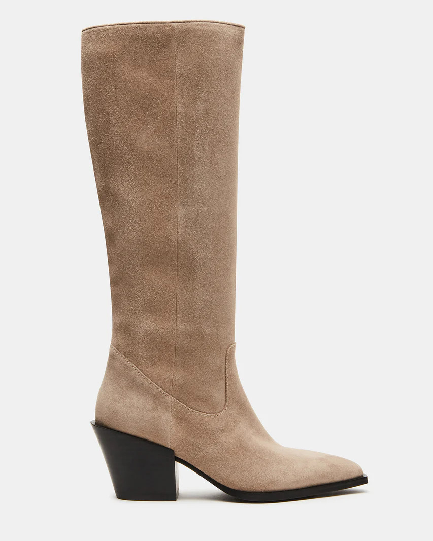 TARA Taupe Suede Knee High Boot | Women's Boots | Steve Madden (US)