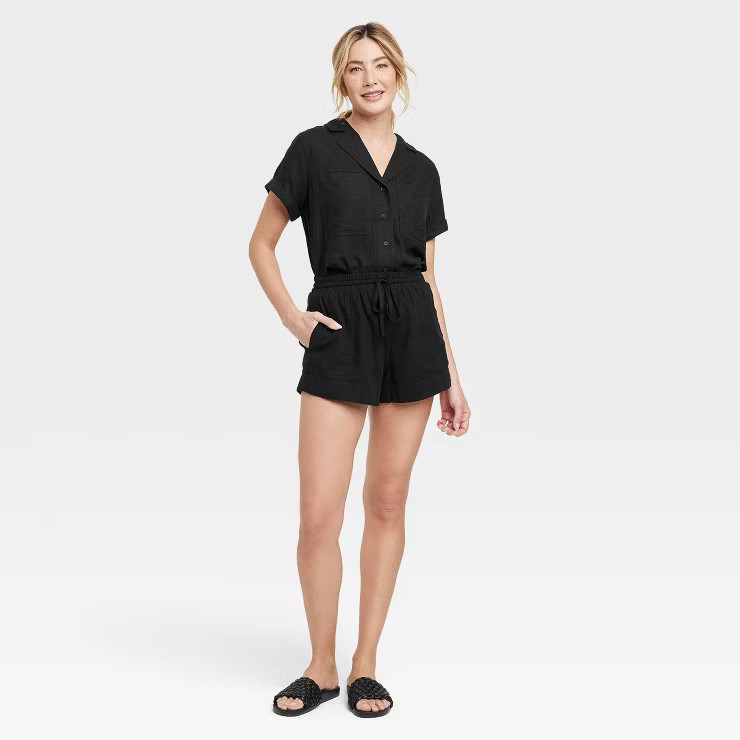 Women's Linen Short Sleeve Button-Down Shirt - Universal Thread™ | Target