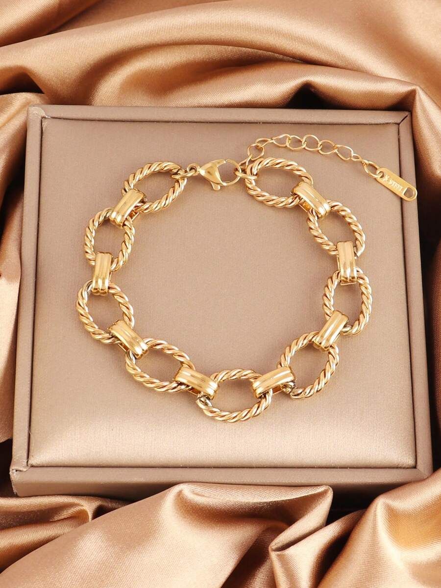 Stainless Steel Bracelets For Women Punk Silver Gold Color Chain Bracelet Men Jewelry Gift | SHEIN
