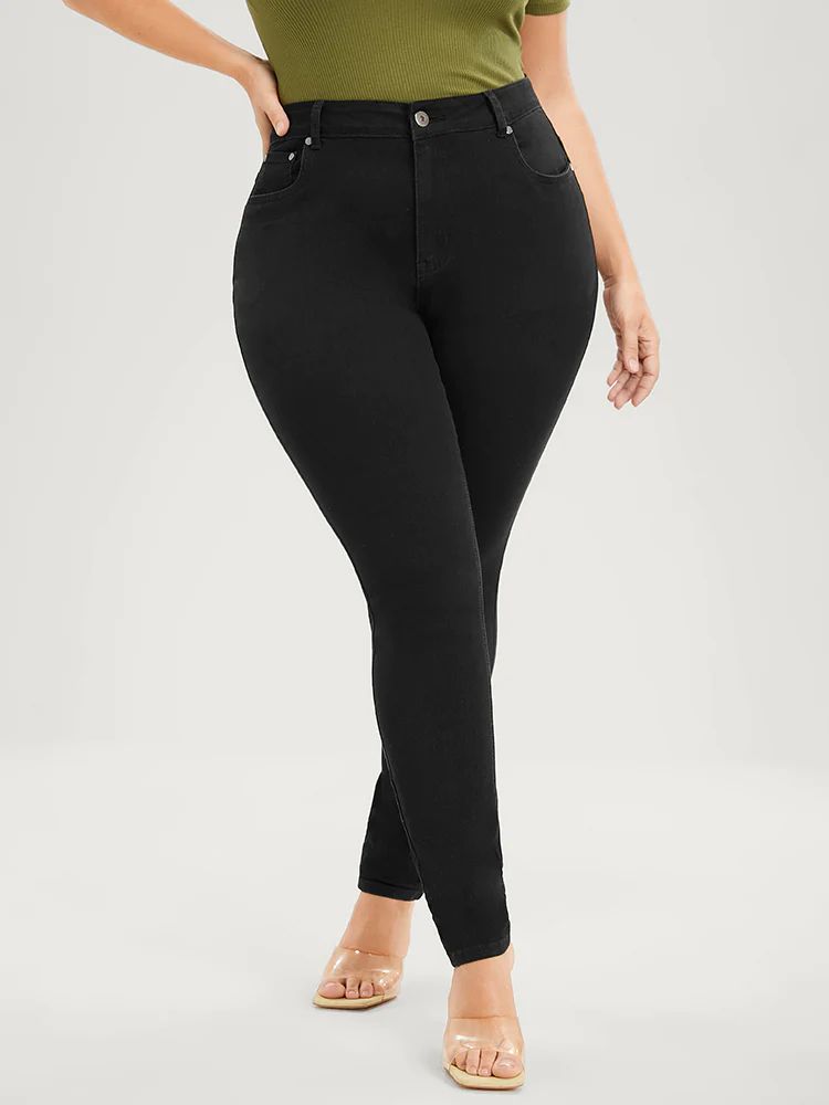 Skinny Very Stretchy High Rise Black Wash Sculpt Waist Jeans | Bloomchic