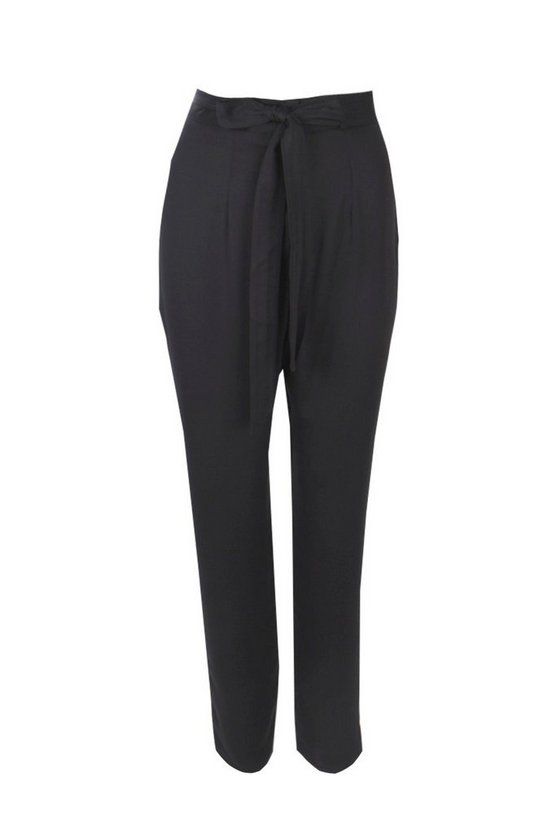 Tie Waist Woven Satin Slimline Pants | Boohoo.com (US & CA)