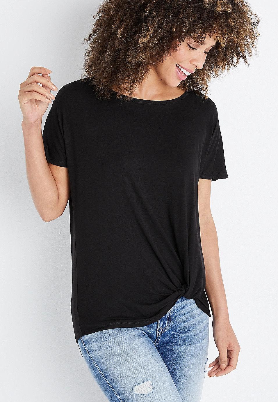 24/7 Black Knot Front Tee | Maurices