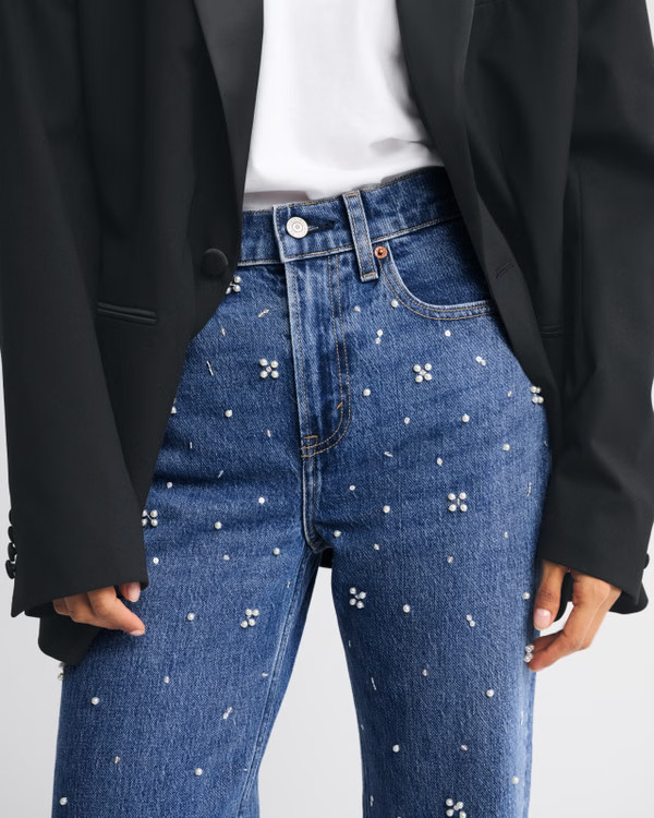 High Rise 90s Relaxed Pearl Embellished Jean | Abercrombie & Fitch (US)