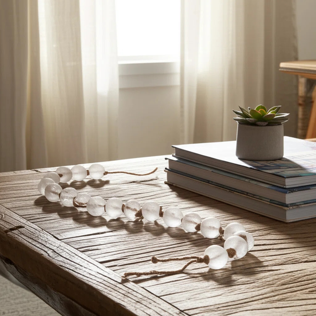 Modern Glass Beads with Woven Jute Cord - Handcrafted Single Decorative Accent with Contemporary ... | Wayfair North America