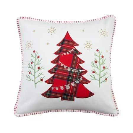 Thatch Home Spencer Plaid by Levtex Home - Decorative Pillow (18x18in.) - Christmas Tree - Red White | Walmart (US)