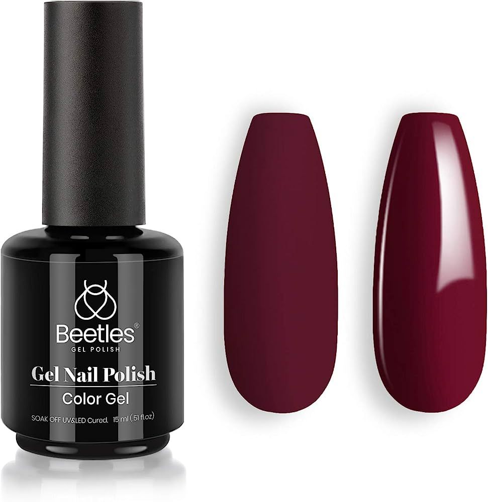 Beetles Gel Nail Polish, 1Pcs 15ml Burgundy Red Color Soak Off Gel Polish Nail Art Manicure Salon... | Amazon (US)