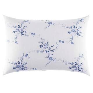 Laura Ashley Charlotte Blue/White Floral Cotton Blend 14 in. x 20 in. Throw Pillow-211395 - The H... | The Home Depot