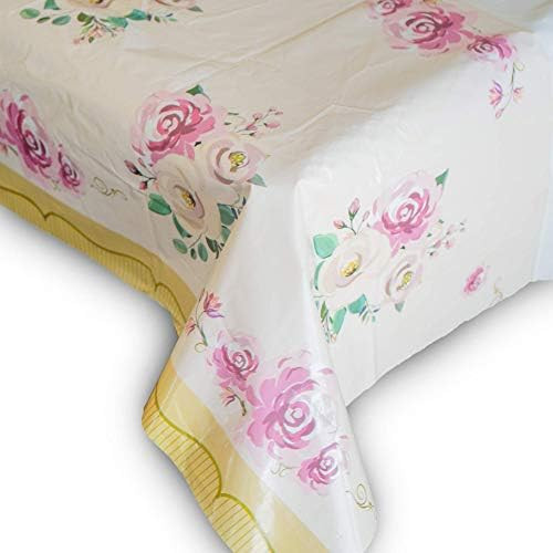 Tea Party Floral Tablecloth, 58 x 87 Inch, Long Rectangular Table Cover for Buffet, Birthday Part... | Amazon (US)
