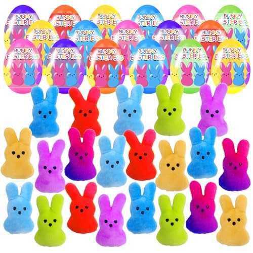Holydeck 18 Pcs PreFilled Easter Eggs with Plush Bunny Toys Inside Perfect for Kids Girls Boys Easter Egg Fillers Hunt Easter Basket Stuffers Party Favors Gifts | Amazon (US)