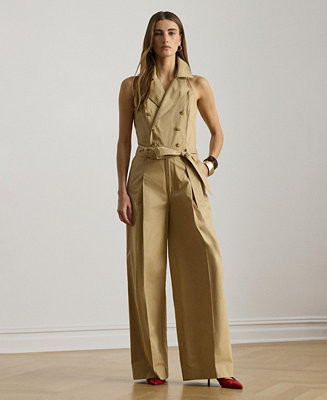 Women's Belted Notch Lapel Jumpsuit | Macy's