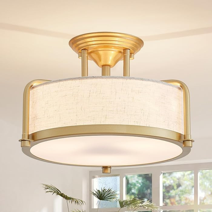 Modern Drum Ceiling Light, Semi-Flushmount Close to Ceiling Light Fixture for Living Room, Bedroo... | Amazon (US)