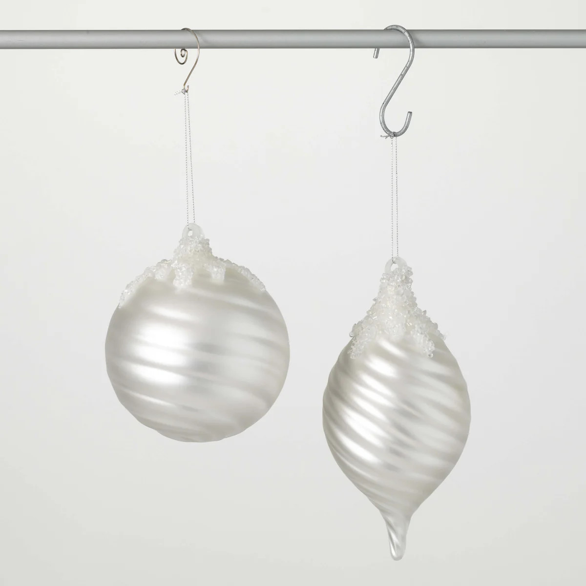 Cream Ridged Ornament Set | Sullivans Home Decor