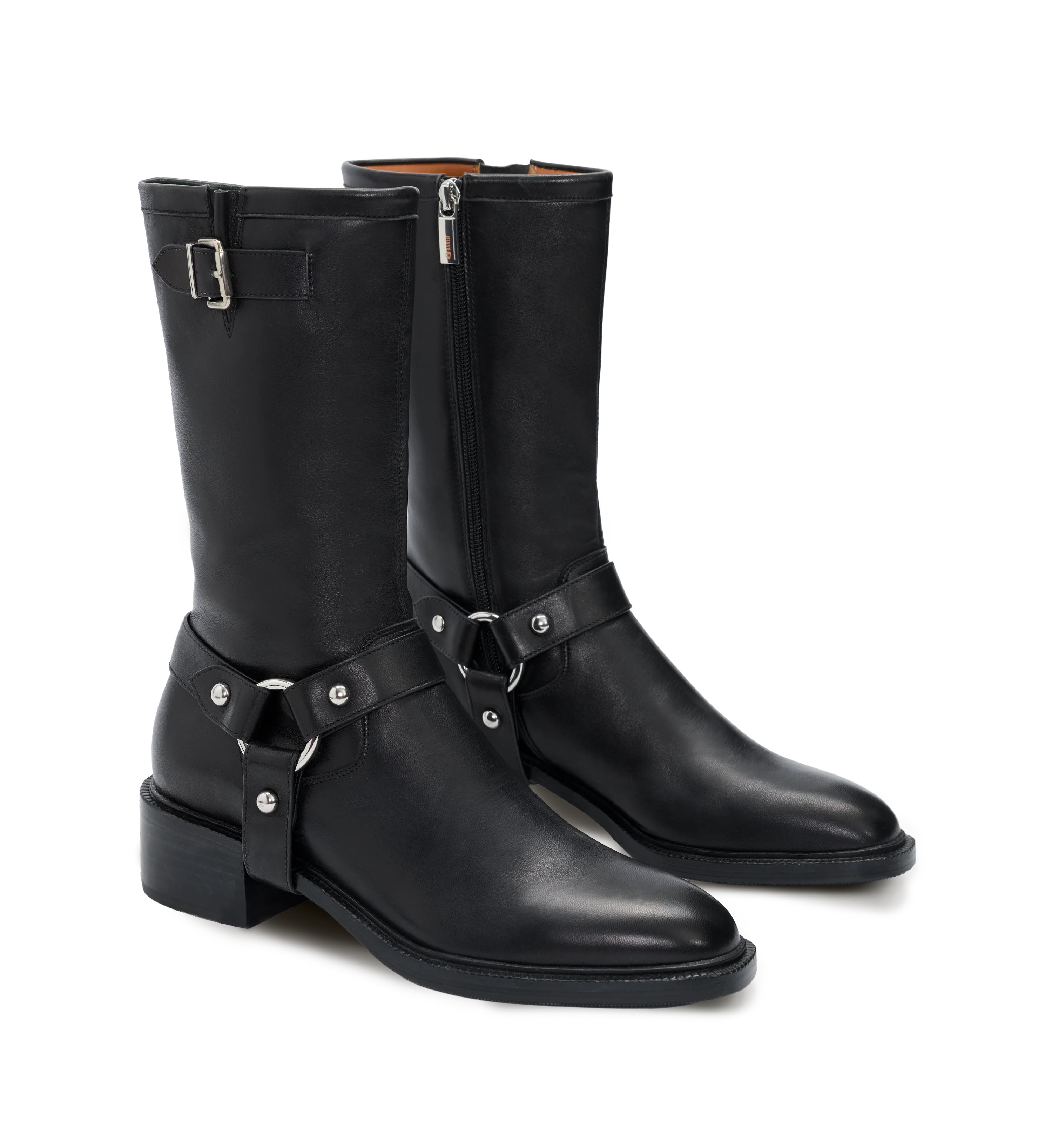 Tern Black Leather & Hardware Heeled Boots | Bared Footwear | Bared Footwear