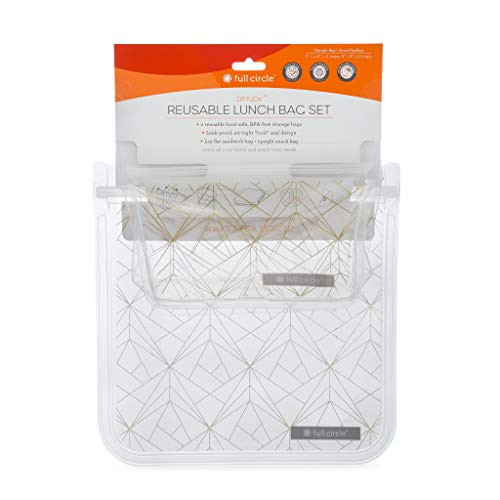 Full Circle ZipTuck Reusable Plastic Food and Storage Bag, Lunch Set of 2, Gold Geo | Amazon (US)