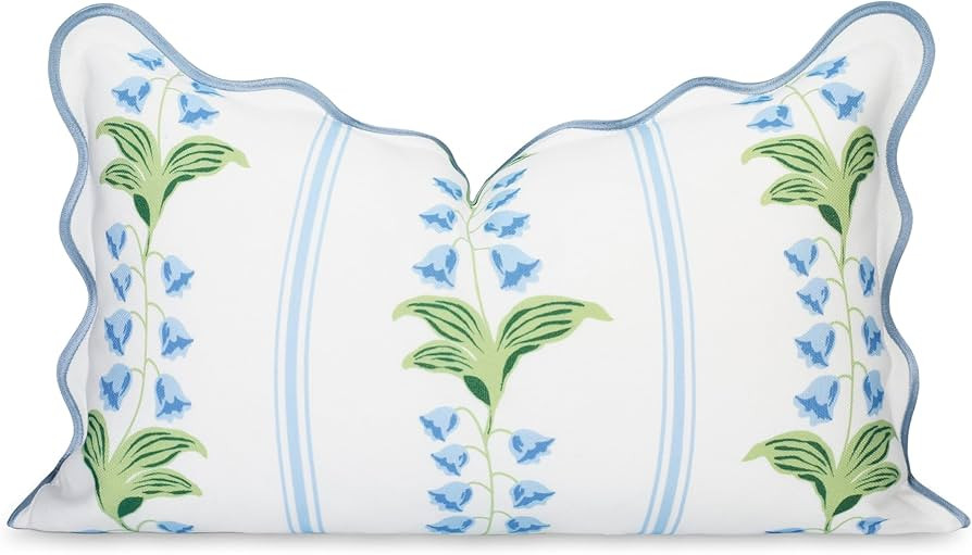 Hofdeco Premium Grandmillennial Coastal Hampton Patio Indoor Outdoor Lumbar Pillow Cover Only, 12... | Amazon (US)